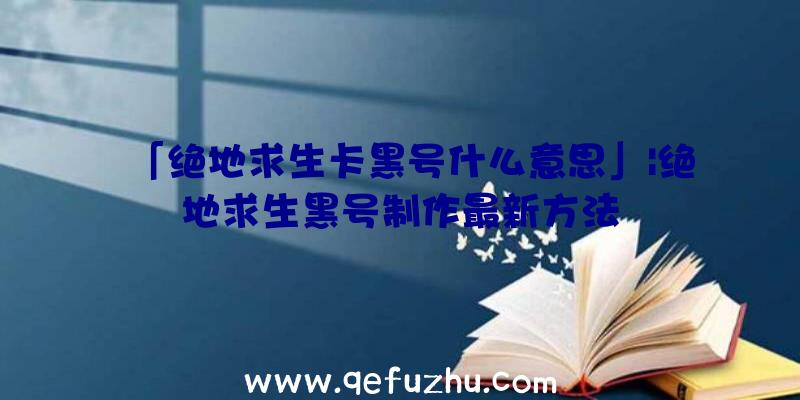 「绝地求生卡黑号什么意思」|绝地求生黑号制作最新方法